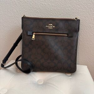 Coach Signature Dark Brown and black Crossbody Bag